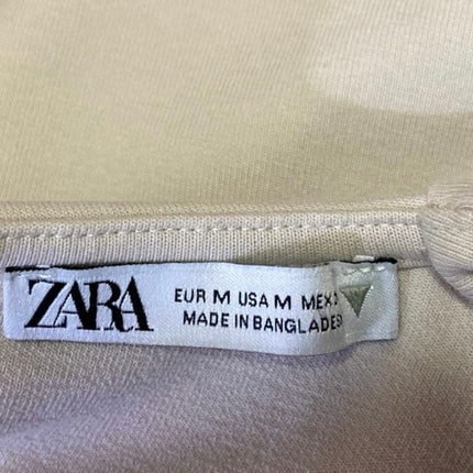 Zara Beige Sleeveless Crew Neck Zip Corset Bustier Cami Camisole Tank Crop Top M