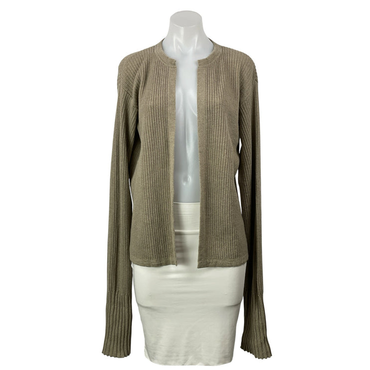 TOVE Gray Brown Wool Cashmere Long Sleeves Open Front Cardigan Sweater Top Sz S