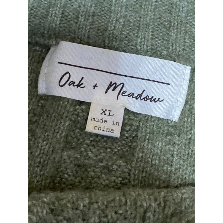 Oak + Meadow Green Cable Knit Crew Neck Long Sleeve Sweatshirt Sweater Top Sz XL