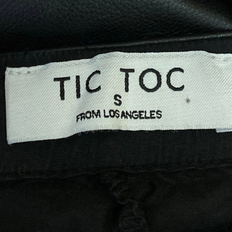 Tic Toc Women's Black Faux Vegan Leather High Waisted Mini A-Line Skirt Size S