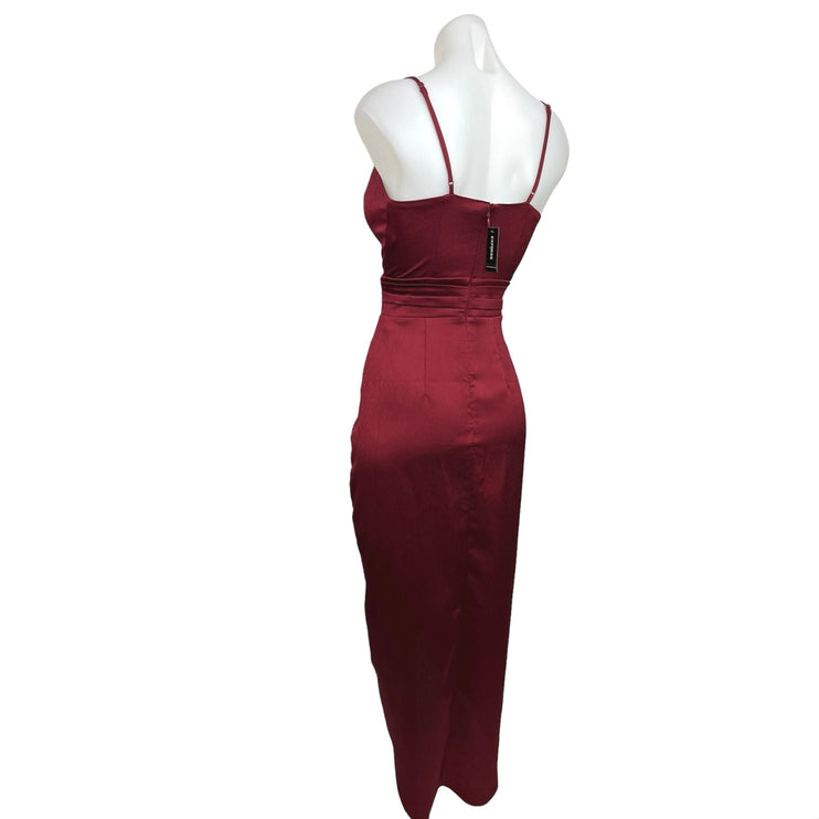 Express NWT Red Sleeveless Notch V Neck Pleat Sleeveless Midi Sheath Dress Sz S