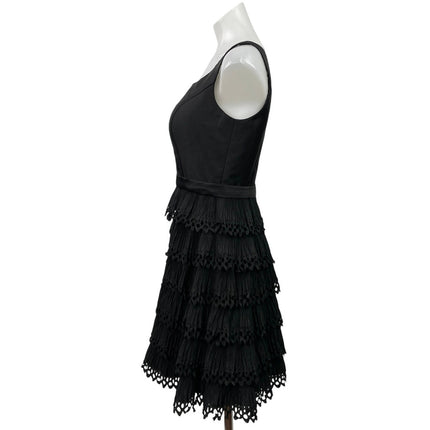 Sherri Hill Black Sleeveless Ruffle Tiered Fit & Flare Prom Mini Dress Size 8