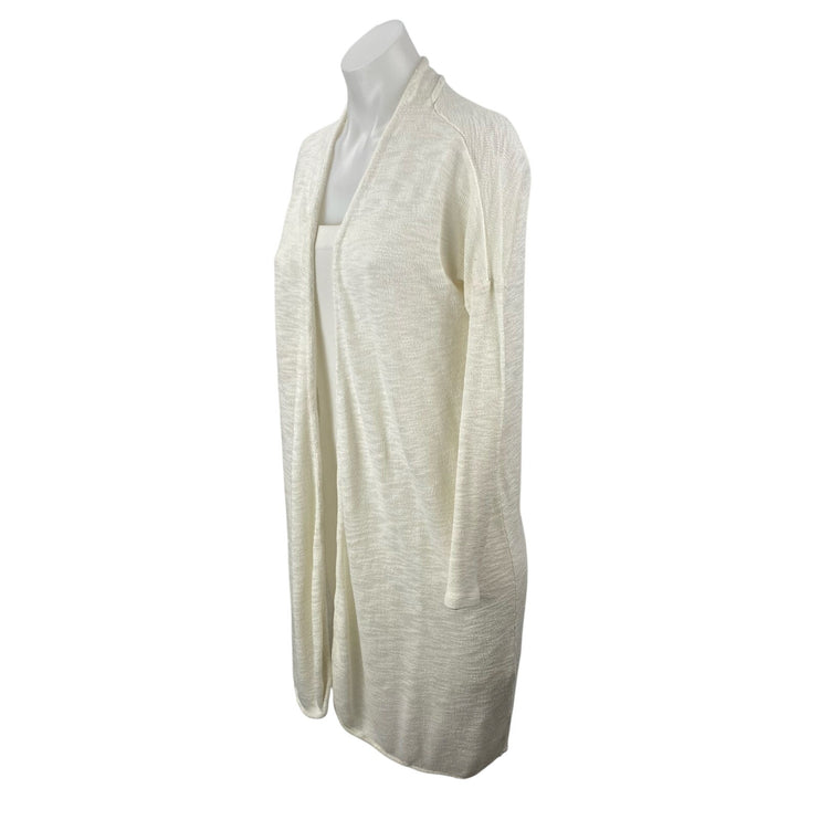 Vila Viril Women's White Basic Knitted Long Sleeve Duster Cardigan Sweater Top L