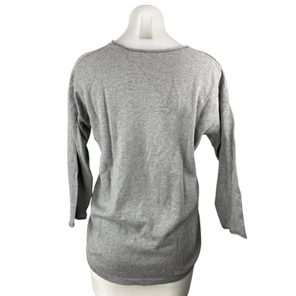 Madewell Women's Gray Wool Knit V-neck Long Sleeve Sweatshirt Sweater Top Size S