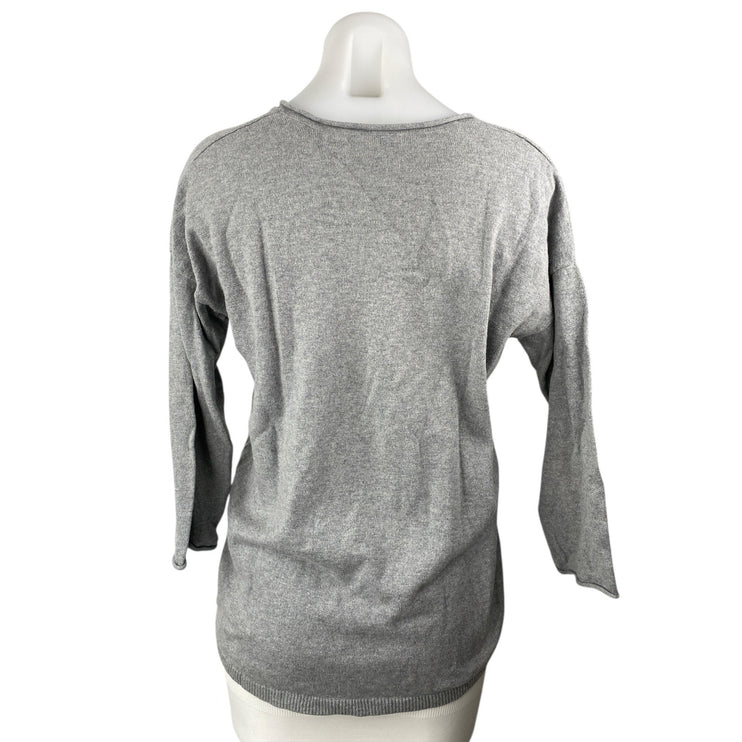Madewell Women's Gray Wool Knit V-neck Long Sleeve Sweatshirt Sweater Top Size S