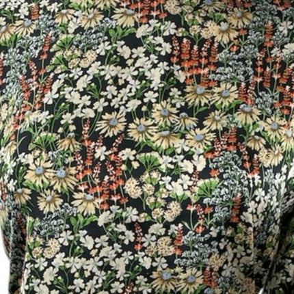 H&M Women's Satin Floral Crew Neck Keyhole Back Long Sleeve Crop Blouse Top Sz S