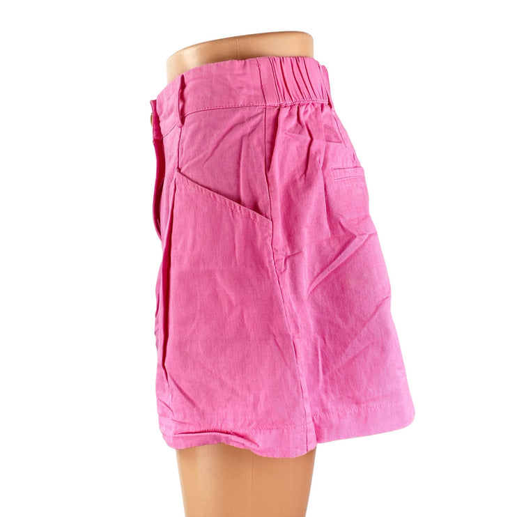 Glam Women's Pink High Waisted Casual Lounge Summer Wide Leg A-Line Mom Shorts M