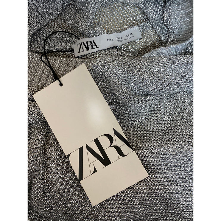 NEW Zara Women's Gray Hoodie Hooded Long Dolman Sleeve Knit Sweater Top Size S