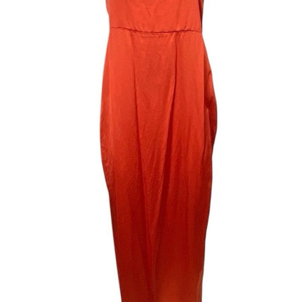 NEW Reformation Ivan Burnt Orange Silk Satin Halter Sheath Maxi Dress Size L