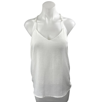 Newbury Kustom White Sleeveless Cami Camisole Racerback V-Neck Tank Top Size S