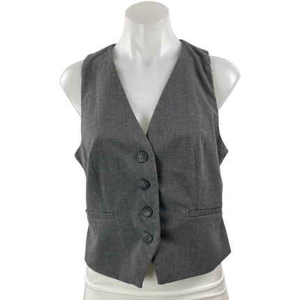 Zara Women's Gray Sleeveless V Neck Button Down Pocket Vest Crop Top Size M