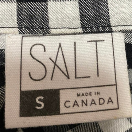 Salt Women's Black White Gingham Check Long Sleeve Button Up Shirt Top Size S