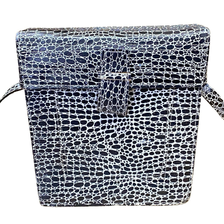Mundi Women's Black White Snakeskin Animal Print Leather Crossbody Handbag OS