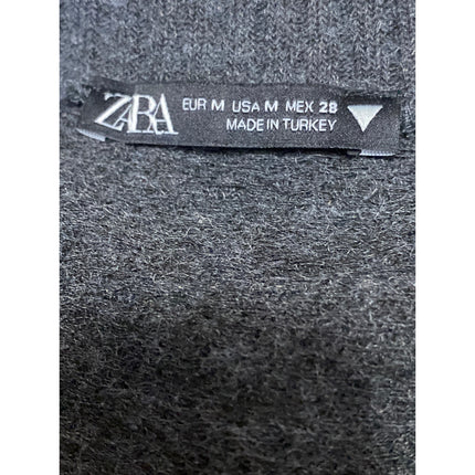 Zara Women's Gray Rhinestone Crew Neck Long Sleeve Crop Sweatshirt Sweater Top M
