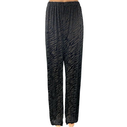 NEW Daisy Street Black Velvet Tiger Animal Print Straight Wide Trousers Pants 1X