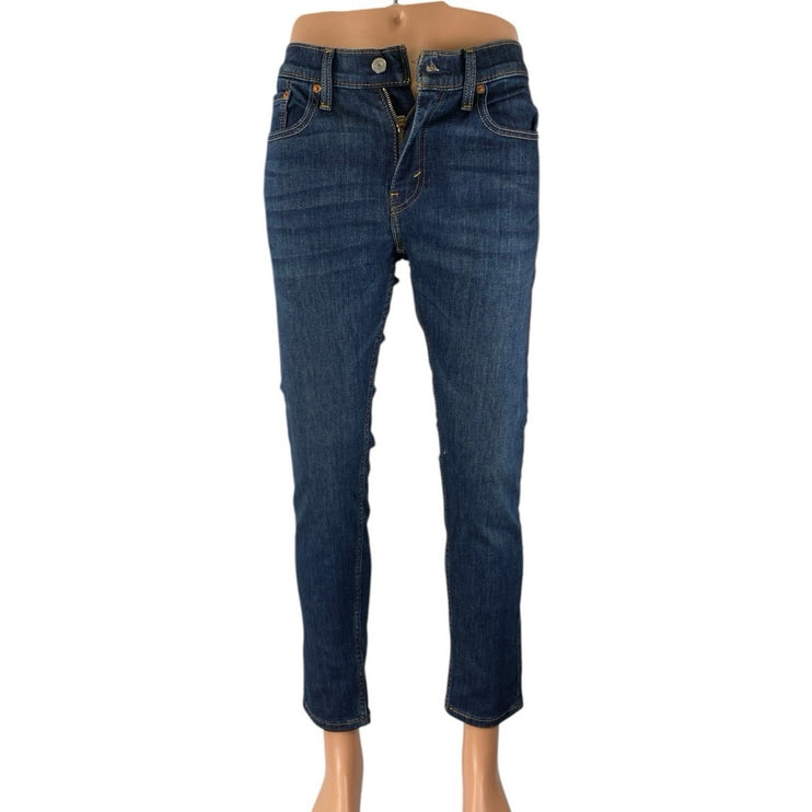 Levi's Men's Blue Mid Rise Dark Wash Button Skinny Leg Denim Jeans Size W29 L30