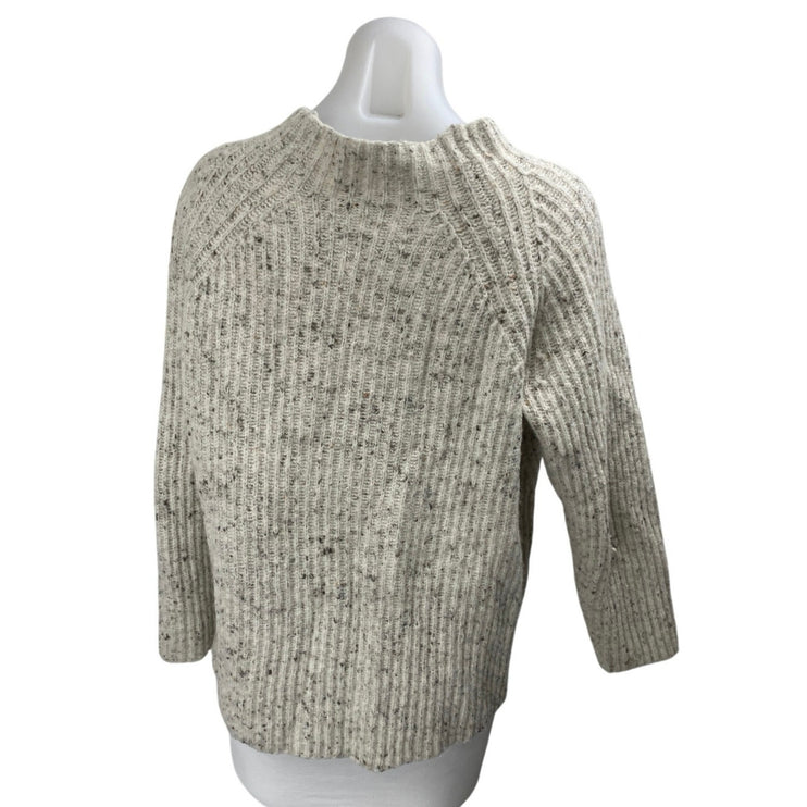 Madewell Women's Gray Ribbed Knit Mock Neck Long Sleeve Sweater Top Size L