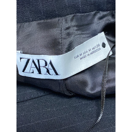 Zara Women's Black Pinstriped Collared Long Sleeve Button Blazer Coat Jacket M