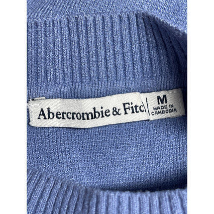 Abercrombie & Fitch Blue Knit Mock Neck Short Sleeve Crop T-Shirt Sweater Top M