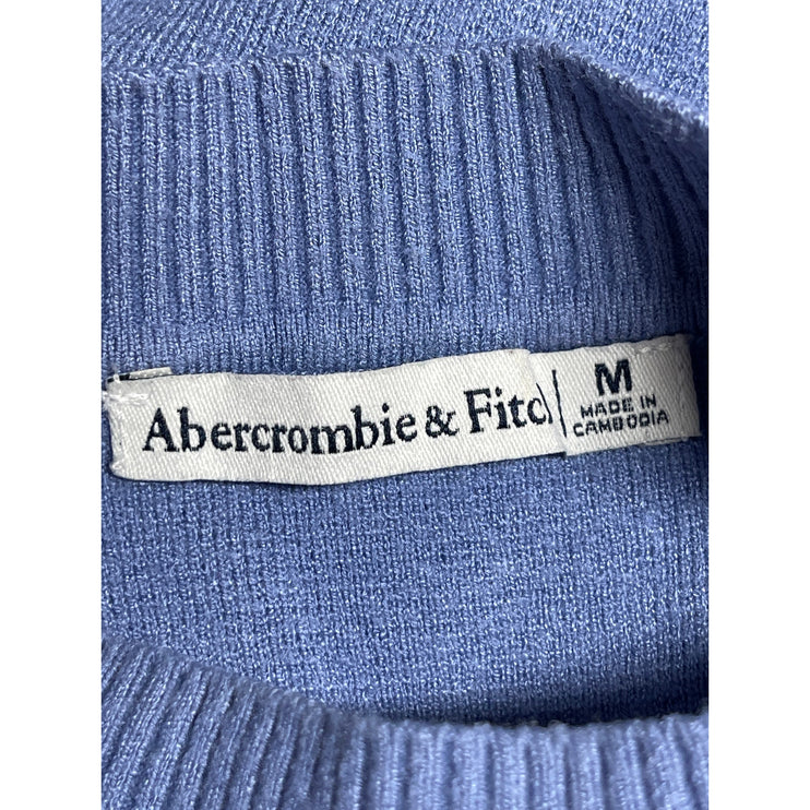 Abercrombie & Fitch Blue Knit Mock Neck Short Sleeve Crop T-Shirt Sweater Top M