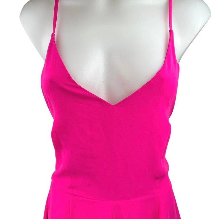 Lush Pink Sleeveless V-neck Cami Camisole Mini Fit & Flare Jumpsuit Romper Sz M
