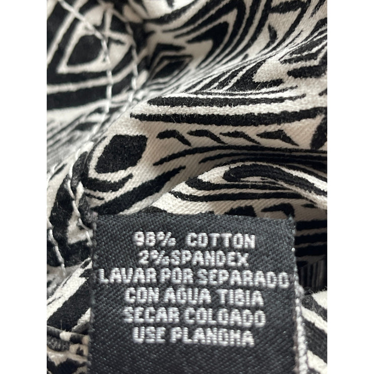 Gogo Jeans Black Tribal Print High Waist Slim Straight Trouser Dress Pants Sz 9