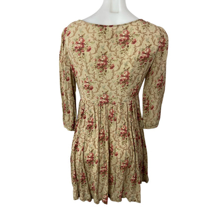 Ralph Lauren Denim & Supply Floral Pleated Long Sleeve Mini A-Line Dress Size XS