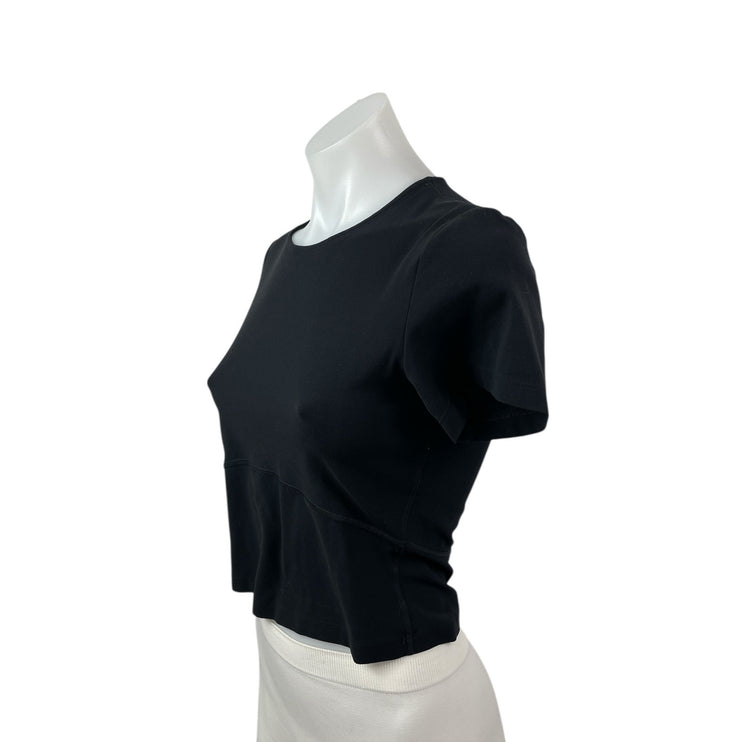 Aritzia TNAction Black Short Sleeve Crop Yoga Athletic Activewear T-Shirt Top M