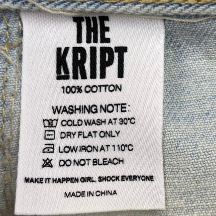 The Kript Blue 100% Cotton Light Wash High Rise Cutoff Denim Jean Short Size M