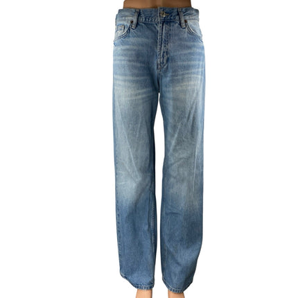 Zara Women's Blue Acid Wash High Waisted Wide Leg Baggy Palazzo Denim Jeans Sz 2