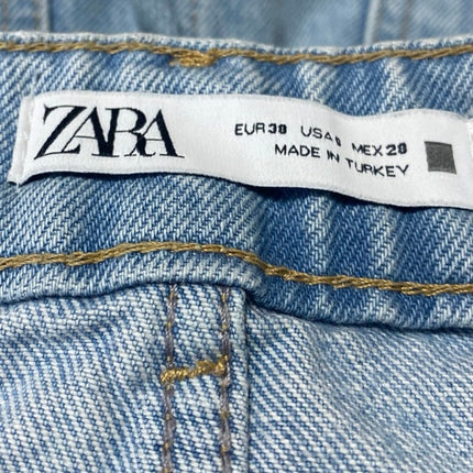 Zara Women's Blue Light Wash High Waisted Boyfriend Denim Jean Shorts Size 6