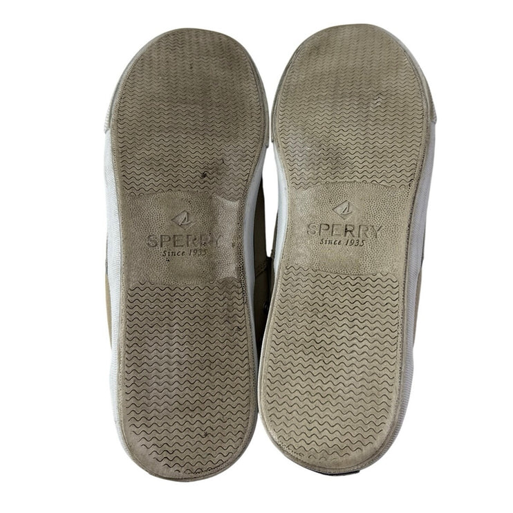 Sperry Men's Striper II CVO Beige Tan Lace Up Top-Sider Flatrs Sneakers Shoes 12