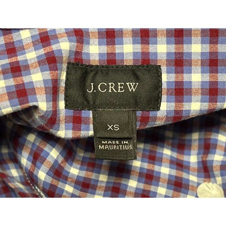 J.Crew Men's Blue Red Plaid Check Long Sleeve Button Up Dress Shirt Top Size XS