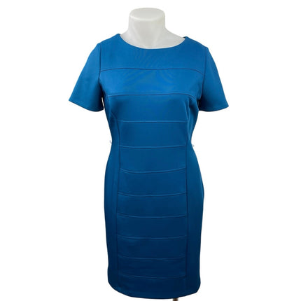 Sandra Darren Womens Blue Short Sleeve Back Zip Midi Mini Shift Bodycon Dress 14