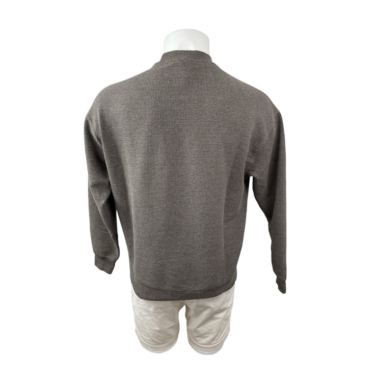 Zara Men's Gray Long Sleeve Mock Neck Waffle Knit Sweatshirt Sweater Top Size S