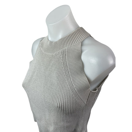 Aritzia Wilfred Women's Gray Ribbed Knit High Neck Sleeveless Crop Top Size M
