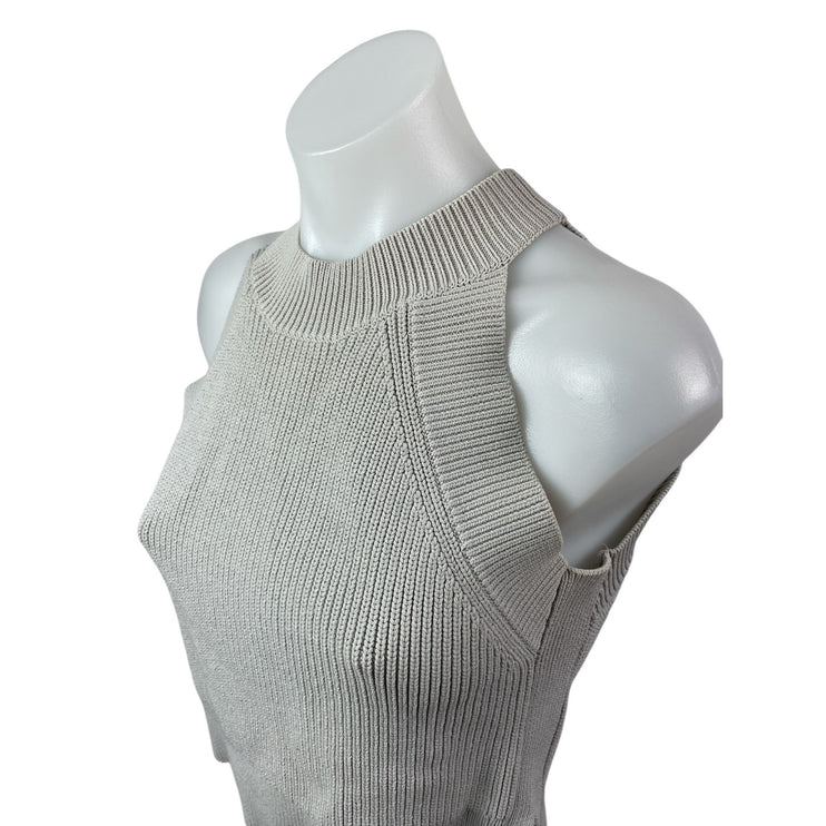 Aritzia Wilfred Women's Gray Ribbed Knit High Neck Sleeveless Crop Top Size M