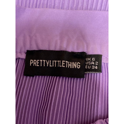 PRETTYLITTLETHING Lilac Plisse Tiered Pleated Ruffle Mini Flared A-Line Skirt 2