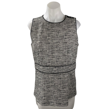 NEW Ann Taylor Black Tweed Sleeveless Back Zip Peplum Blouse Tunic Tank Top Sz M