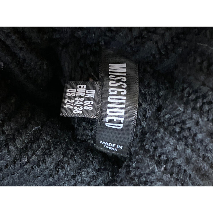 Missguided Women's Black Cable Knit Turtleneck Long Sleeve Sweater Top Size 2