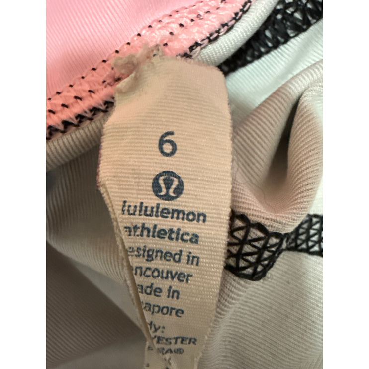Lululemon Run Dart & Dash Floral Black White Running Athletic Biker Shorts Sz 6
