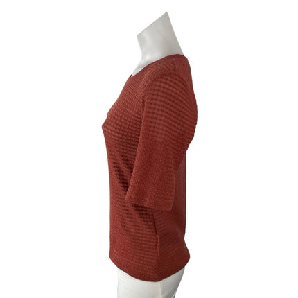 Anthropologie Pilcro Women's Rust Brown Knit Short Sleeve Sweater Top Size M