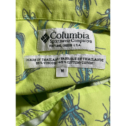 Columbia Men's Green Firefly Graphic Pocket Short Sleeve Button Up Shirt Top M