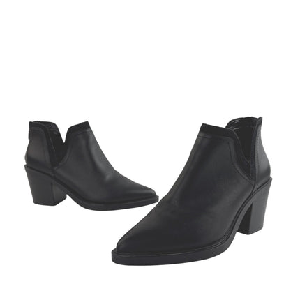 Vince Camuto Riggie Womens Black Leather Block Heel Pointed Toe Boots Bootie 7.5