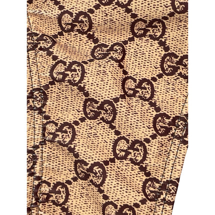 NEW Gucci Brown Beige Gold Tone Chain Monogram Swimwear Bikini Bottom Size S