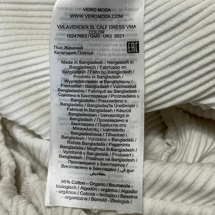 AWARE Vero Moda Womens White Sleeveless Ribbed Knit Tank Midi Bodycon Dress Sz S