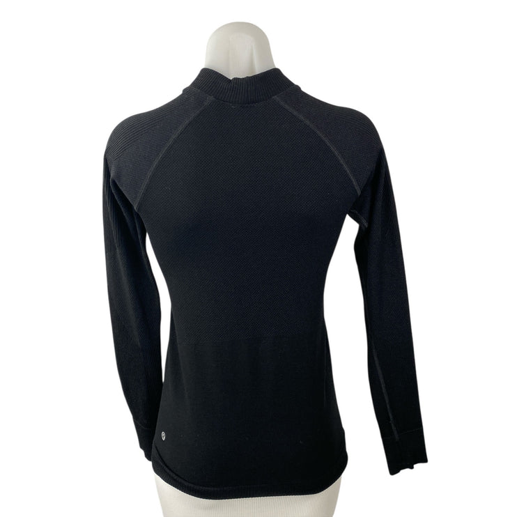 Lululemon Black Wool Long Sleeve Slim Yoga Gym Athletic Activewear T-Shirt Top S