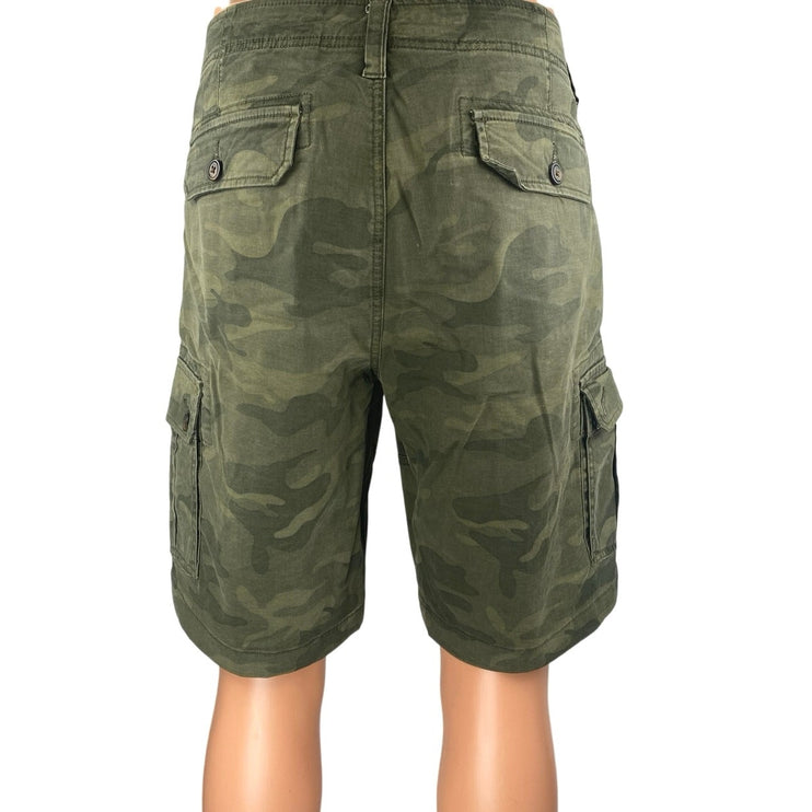 Aeropostale Men's Green Camo Camouflage Straight Outdoor Cargo Shorts Size 34