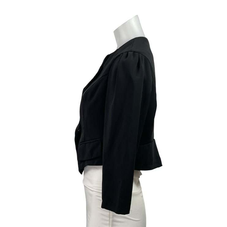 Viseversa Women's Black Long Sleeve Notch Lapel Cropped Blazer Coat Jacket Sz M
