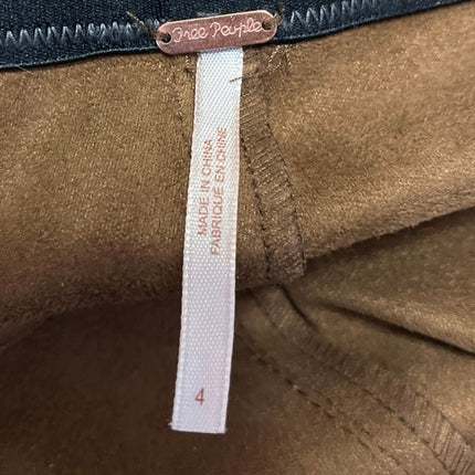 Free People Never Let Go Brown Faux Suede Leather Pull On Legging Pants Size 4